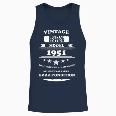 Vintage Retro White 1951 Unisex Tank Top - Navy