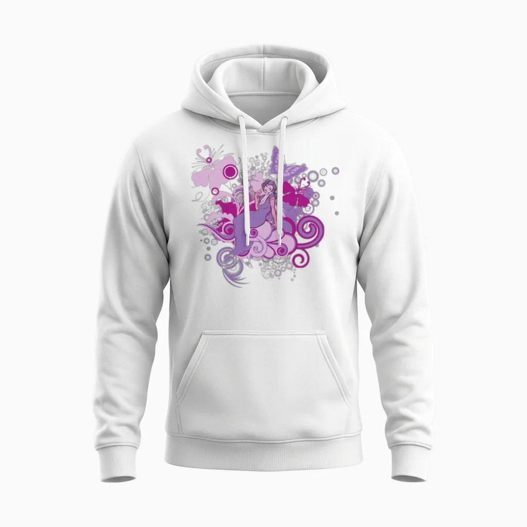 Retro Lady Unisex Hoodie in White