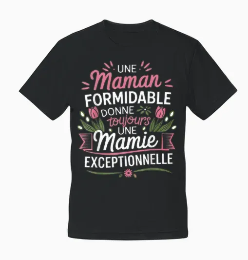 Grandmother's Day Great Mom Outstanding Granny T-Shirt, Black, Female X-Small Unisex T-Shirt - Black