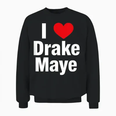 I Love Drake Fan Support Design – Bold Heart Graphic Unisex Sweatshirt - Black