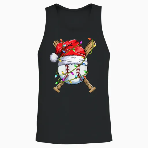 Santa Sports Design for Men Boys Christmas Baseball Player Unisex Tank Top - Black