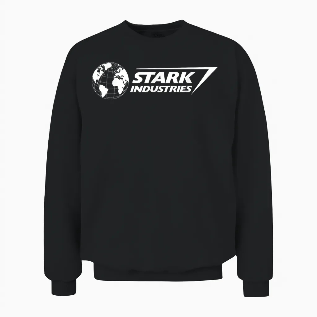 Marvel Iron Man Stark Industries Logo White Unisex Sweatshirt in Black
