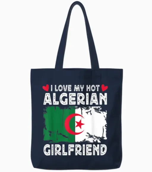 I Love My Hot Algerian Girlfriend Couple Algeria Tote Bags - Navy