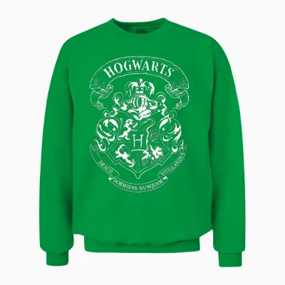 Harry Potter Hogwarts Crest T-Shirt, Gray Unisex Sweatshirt - Irish Green
