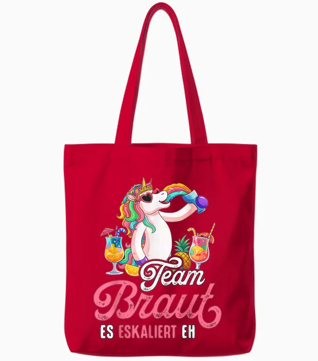 Jga T-Shirt Frauen Junggesellenabschied Poltern Team Braut Tote Bags in Red