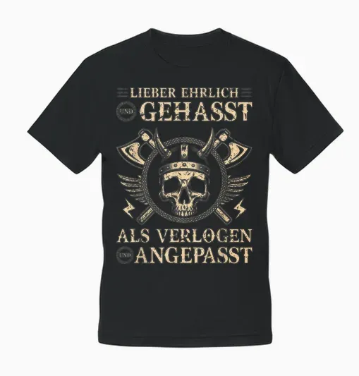 Viking Warrior Saying, Honest and Hated Norse Viking T-Shirt, Black Unisex T-Shirt - Black