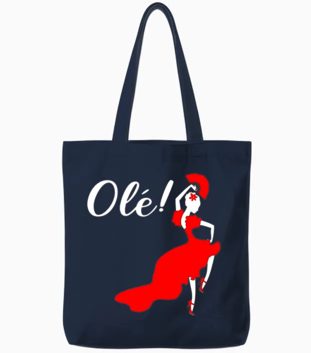 Spain Flamenco Flamenco Dancer Tote Bags in Navy