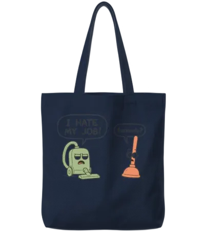 Office Blues Vacuum Meme Tote Bags - Navy