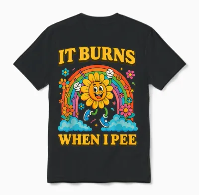 Lustiger Spruch - It Burns When I Pee - Sarcastic, Ironic Unisex T-Shirt - Black