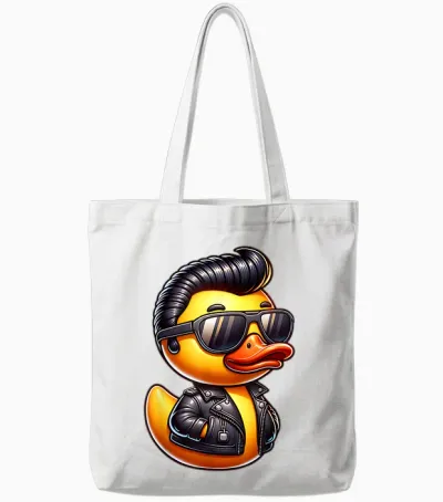 50s Sock Hop Rubber Duck Greaser Boys Kids Rockabilly Duck T-Shirt, Black, S Tote Bags - White