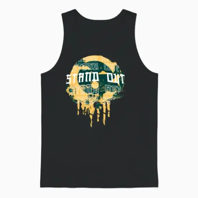 Retro Style Japanese Design Unisex Tank Top - Black