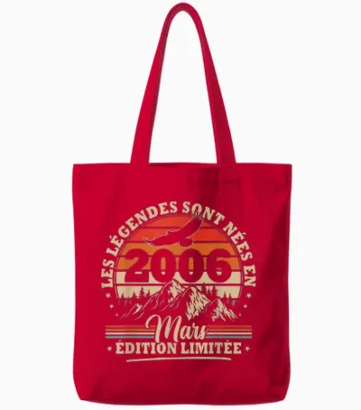 Vintage Anniversaire 20 Ans Cadeau Pour Né En Mars 2006 Tote Bags - Red