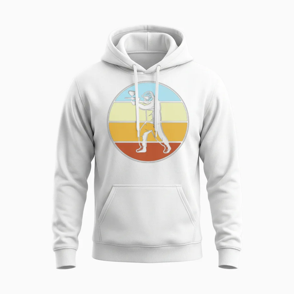 Paintball Retro Unisex Hoodie in White