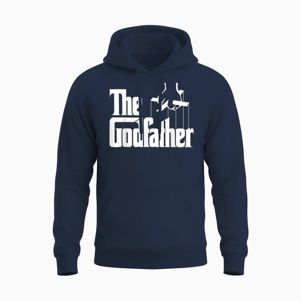 The Godfather Original White Title Logo Unisex Hoodie in Navy