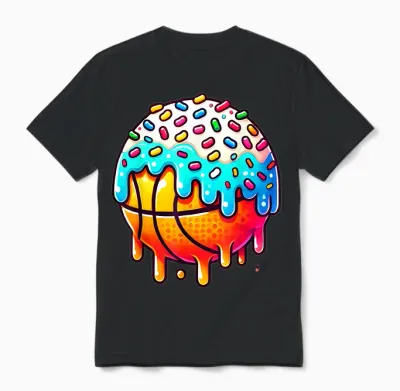 Ice Cream Basketball Drip Boys Girls Kids Basketball Stuff Unisex T-Shirt - Black
