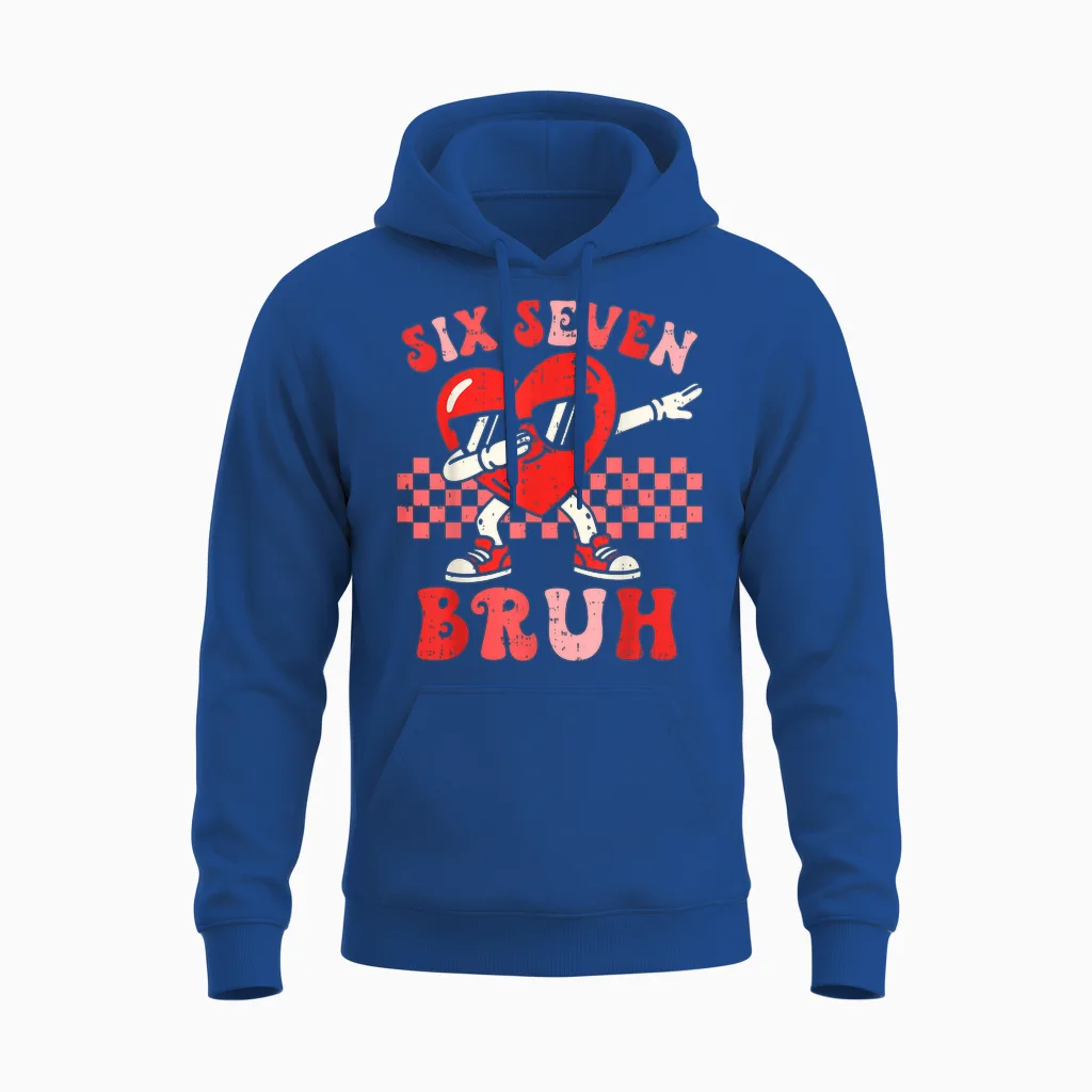 Six Seven 67 Meme Cool Valentine’s Day Teens Boys Girls Unisex Hoodie in Royal