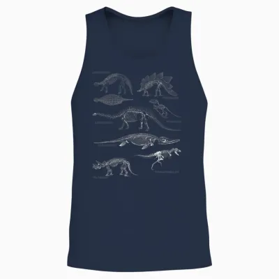 Dino Skeleton Tea Dinosaur Art Clothing Paleontology Merch Unisex Tank Top - Navy