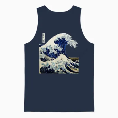 Kanagawa Japanese the Great Wave Unisex Tank Top - Navy