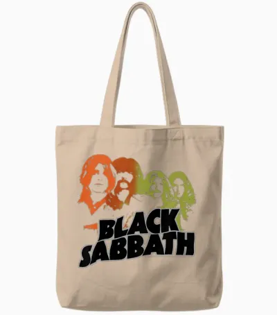 Kids Black Sabbath Band Sketch Kids Black Tote Bags - Natural