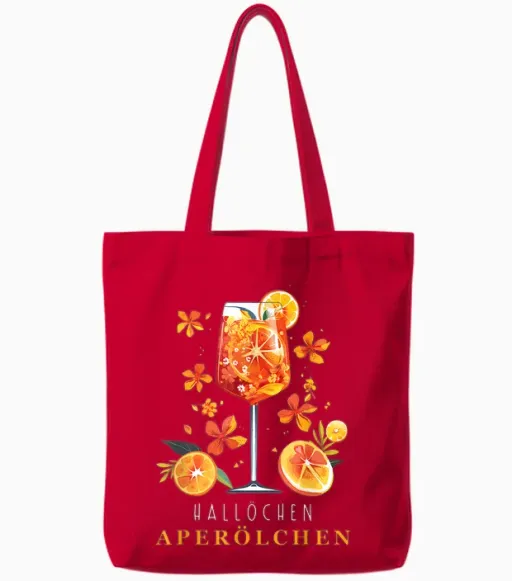 Hallöchen Aperölchen Outfit Summer Party Cocktail Spritz T-Shirt, Black, S Tote Bags - Red