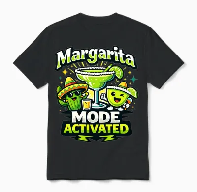 Margarita Mode Activated Cute Fiesta Party Tequila Dire T-Shirt Haut De Gamme Unisex T-Shirt - Black