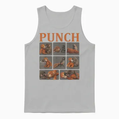 Cute Monkey Punch Unisex Tank Top - Ash