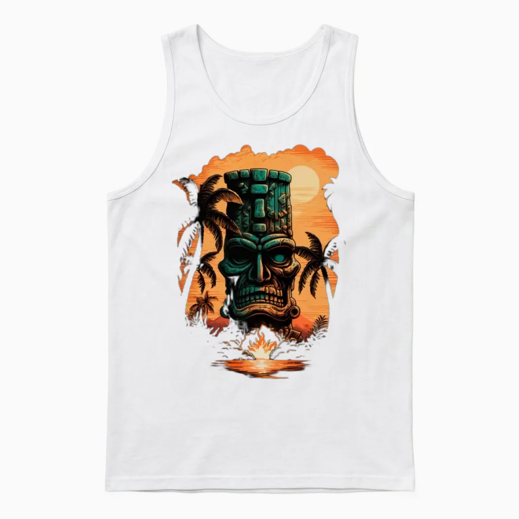Tiki Culture Maori Mask for a Tkik Fans Unisex Tank Top in White