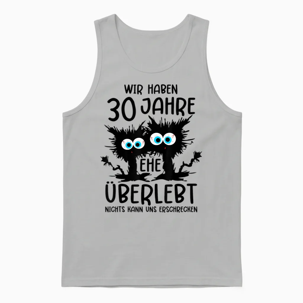 30 Years Married Pearl Wedding Anniversary T-Shirt, Gray Unisex Tank Top in Ash