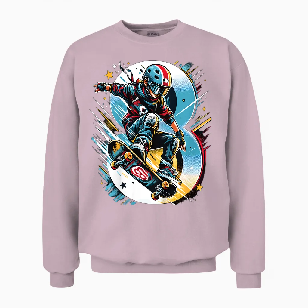8 Jahre Skateboard Jungen Skater Unisex Sweatshirt in Light Pink