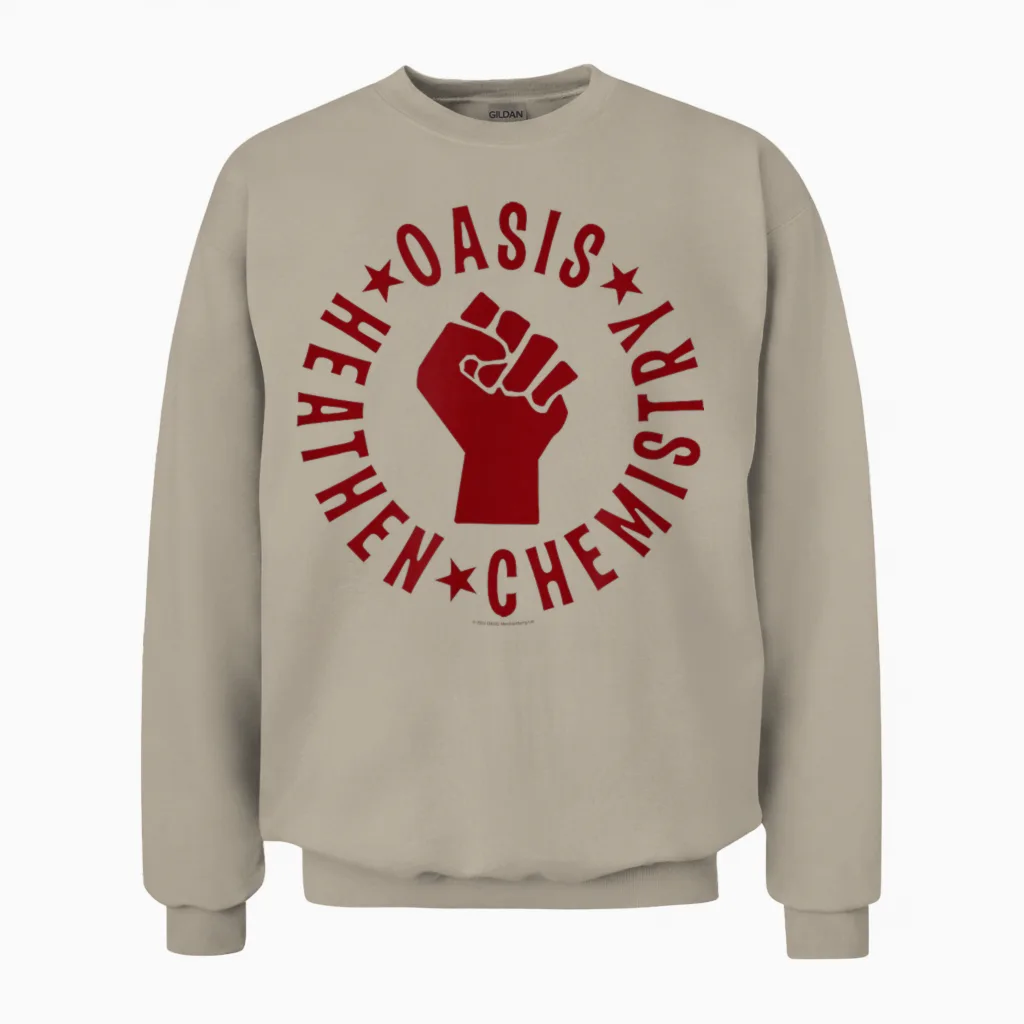 Oasis Amazon Exclusive Heathen Chemistry 2002 Olive Unisex Sweatshirt in Sand