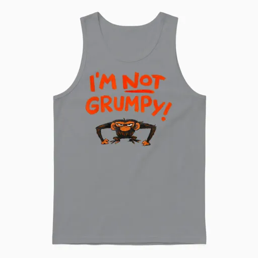 Grumpy Monkey I'm Not Grumpy Funny Gifts Unisex Tank Top in Sport Grey