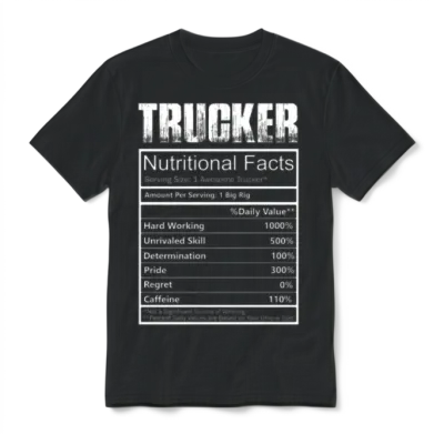 Trucker - Nutritional Facts Table of Truckers Unisex T-Shirt - Black