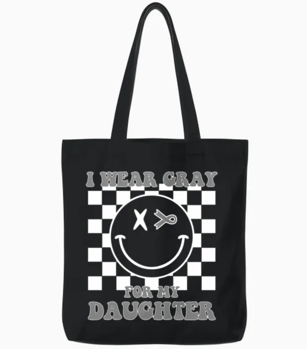 Brain Cancer for Daughter Brain Cancer Awareness Tote Bags in Black