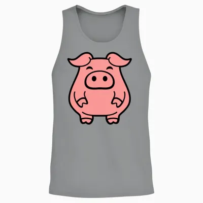 Little Cute Piggy Pig Piglet Fat Chubby Animal Unisex Tank Top - Sport Grey