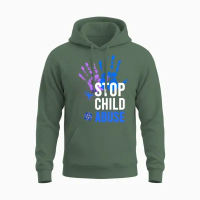 Stop Child Abuse Child Abuse Prevention Awareness Unisex Hoodie - Military Green