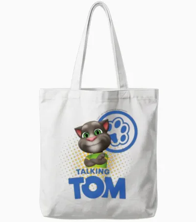 Talking Tom Paw Logo Tote Bags - White