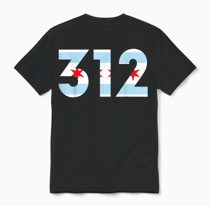 T-Shirt Code Zone 312 Drapeau De Chicago Unisex T-Shirt in Black