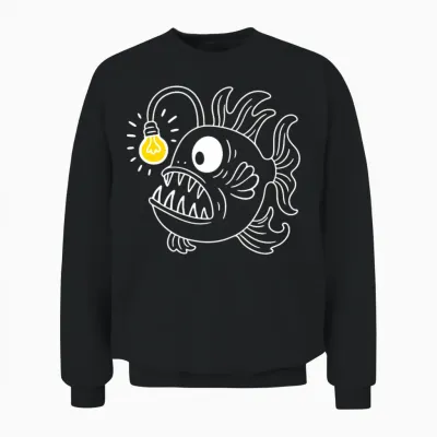 Poisson Lanterne, Abysses, Idée Lumineuse, Esprit Créatif T-Shirt Haut De Gamme Unisex Sweatshirt - Black