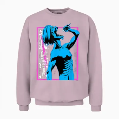 Attack on Titan Colorful Titan Eating Anime Unisex Sweatshirt - Light Pink