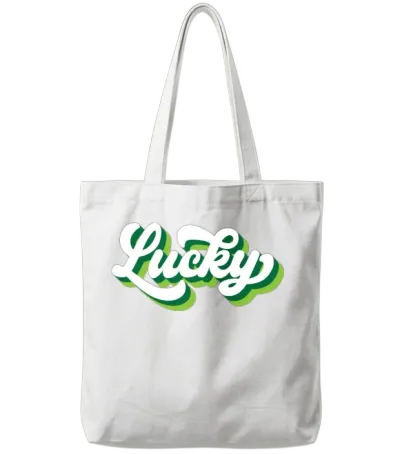 Retro Lucky Clover Tote Bags - White