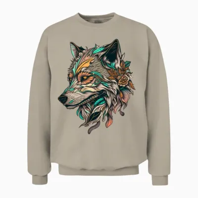 Wolf Skull Unisex Sweatshirt - Sand