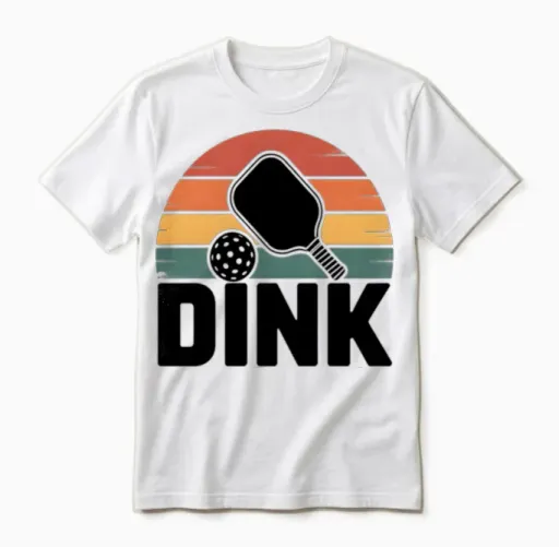 Retro Vintage Sunset Pickleball Paddle Dink Unisex T-Shirt in White