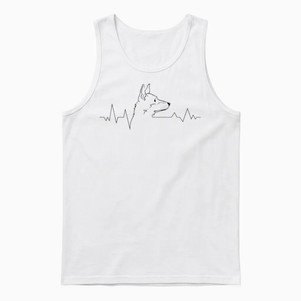 Dog-Breed Welsh-Corgi-Dog Heartbeat Dog Unisex Tank Top in White