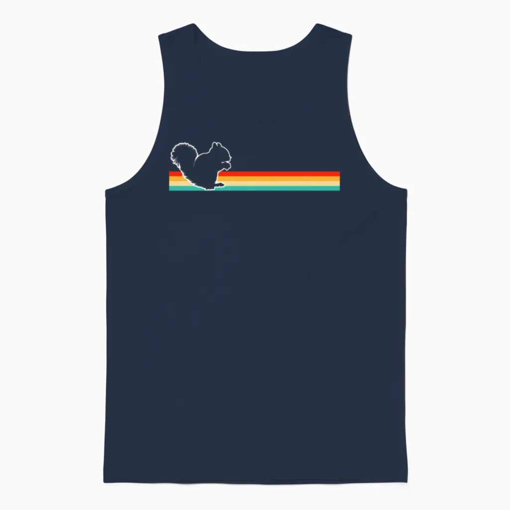 Squirrel Retro Unisex Tank Top in Navy