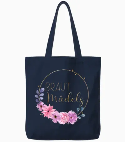 Braut Mädels Junggesellenabschied Hochzeit Rosa Blumen Tote Bags - Navy