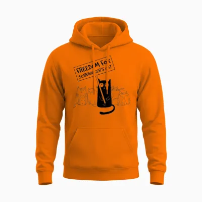 Freedom for Schrödinger's Cat a Funny Cat That Says Nerd Unisex Hoodie - Safety Orange