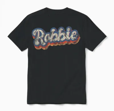 Robbie Personalisiertes Namensshirt Custom Lettering 70er Jahre Unisex T-Shirt - Black