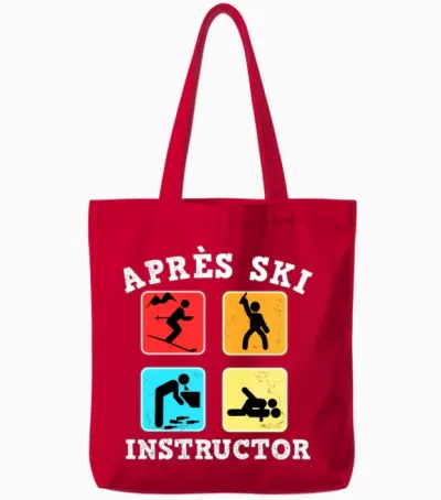 Apres-Ski Instructor for Crazy Skier Tote Bags - Red