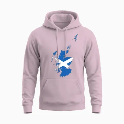 Scotland Flag of Scotland Outline - Scotland T-Shirt, Black Unisex Hoodie - Light Pink