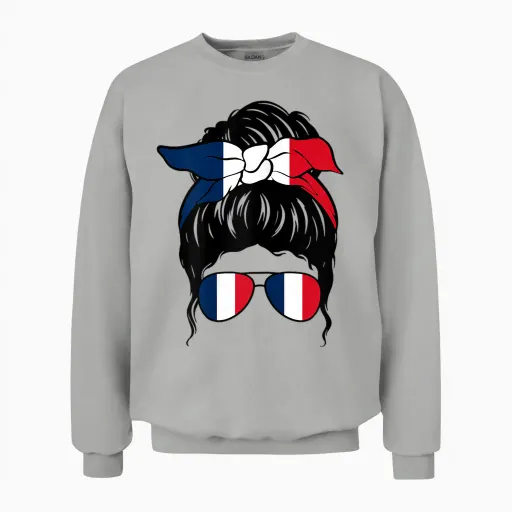 French Girl France French Flag French Pride Unisex Sweatshirt in Ash